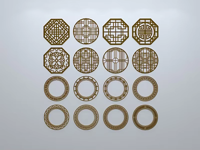 Decorative Lattice Windows With Various Ornate Patterns And Different Shapes 3d model