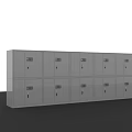 Modern White Bookcase With Multiple Locked Doors Arranged In Rows 3d model