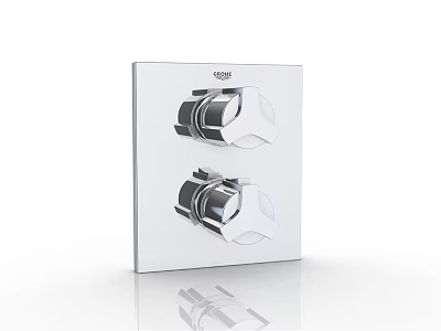 Sleek White Switch Panel With Two Silver Knobs Modern Home Decor Design 3d model