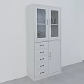 Modern White Bookcase With Glass Doors Drawers And Cabinet Doors