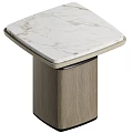 Modern Minimalist Side Table With Marble Top And Wooden Base Metal Accents