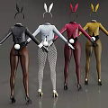 Fashionable Women's Clothes With Various Colors Bodysuits Blazers Bunny Ears Headbands Fishnet Stockings Gloves