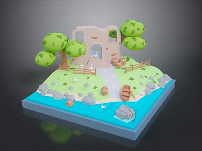 Cartoon Landscape Animation Landscape Rural Landscape Painting Outdoor Landscape Rural Landscape 3d model