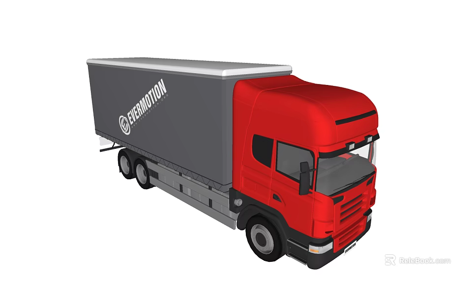 Fernandon Red Delivery Truck With Gray Cargo Container And Modern Front Cabin 3d model 