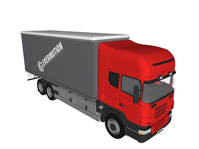 Fernandon Red Delivery Truck With Gray Cargo Container And Modern Front Cabin 3d model