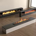 Modern Fireplace Various Styles With Realistic Flames On Wooden Floor Setting
