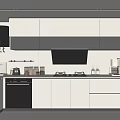 Modern Kitchen Interior With White And Black Cabinets Central Island And Appliances
