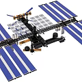 Industrial Equipment For Space Station With Large Solar Panels And Metal Frame Structure