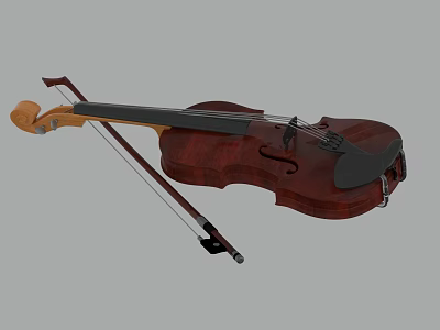 High Quality Classical Wooden Violin Musical Instrument With Bow And Fine Craft Details 3d model