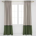 Gray and Green Two Tone Long Curtains Hanging By White Window For Home Decor