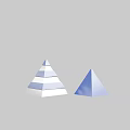 White Light Blue Striped And Solid Color Pyramid Decorative Ornament Set 3d model