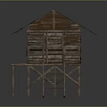 Rustic Wooden Building With Dilapidated Roof Stilt Supported Structure And Wooden Stairs