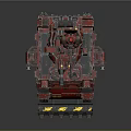 Red Battle Tank With Heavy Armor Tracks Turret Front Plow And Mechanical Details