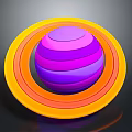 Colorful Striped Sphere With Purple Pink Layers And Orange Red Rings On Dark Background