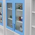 Blue And White Modern Storage Cabinets With Glass Doors Drawers And Shelves