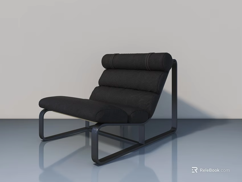 Modern Black Hinged Door With Metal Frame And Minimalist Design 3d model 