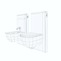 Modern Wall Mounted Bathtub With Black Panel And White Bathroom Fixtures