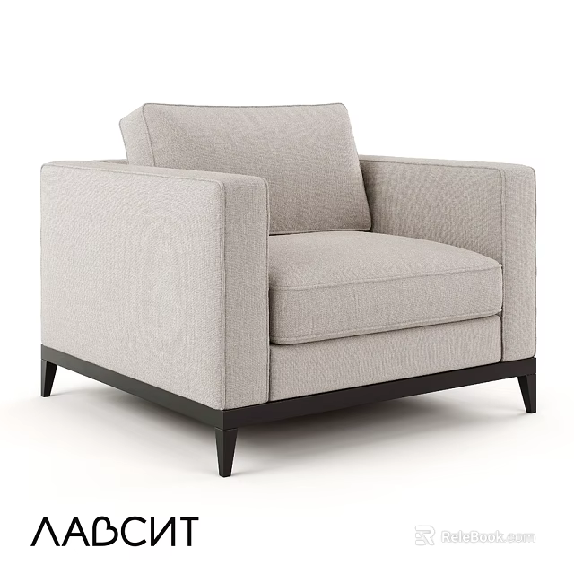 Modern Upholstered Accent Chair With Square Arms And Black Tapered Legs 3d model 