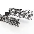 Black Metal Mesh Structures With Various Shapes And Sizes On White Background 3d model
