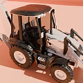 White Black Excavator Model With Front Loader Bucket And Cab On Blue Surface 3d model