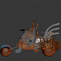 Other Decorative Tricycle With Orange Blue Color Spikes And Feather Like Structures