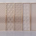 Five Panel Decorative Metal Screens With Intricate Laser Cut Geometric Patterns 3d model