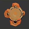 3D Rendered Orange Burning Candle With Melting Wax And Flame