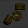 Three Rusty Weapon Parts With Corroded Metal Surfaces And Aged Appearance
