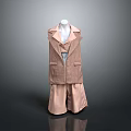 Modern Beige Vest And Wide Leg Pants With Collared Shirt Fashion Ensemble