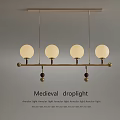 Medieval Droplight Design Featuring Spherical Bulbs And Metal Frame Details 3d model