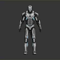 Black Iron Man Armor Figure With Blue Accents Standing Pose Design