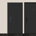 Modern Black Security Doors With Textured Surface And Secure Lock Design 3d model