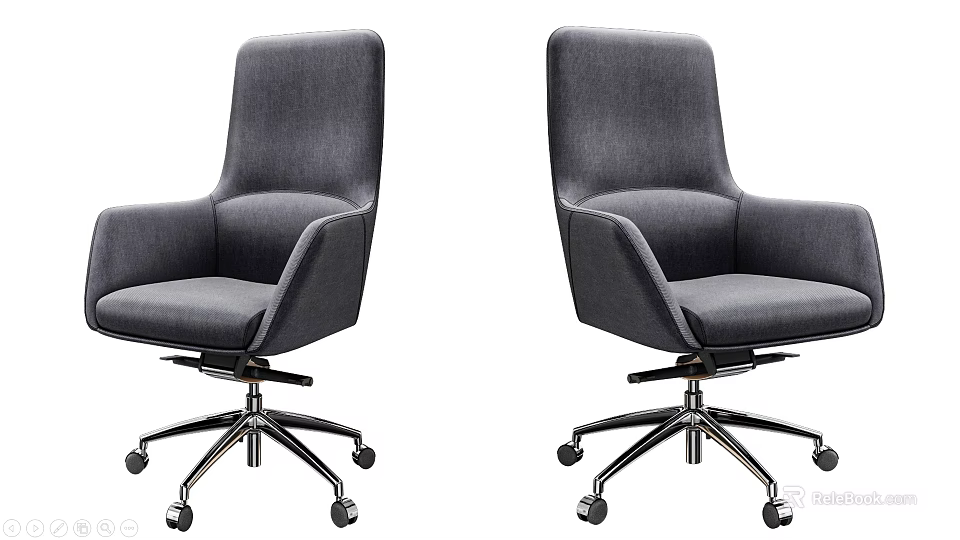 Modern Gray Fabric Leisure Chair With Stylish Rolling Wheel Base Design 3d model 