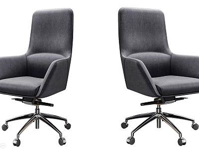Modern Gray Fabric Leisure Chair With Stylish Rolling Wheel Base Design 3d model