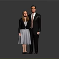 Two People In Formal Attire Standing Against Gray Background 3d model