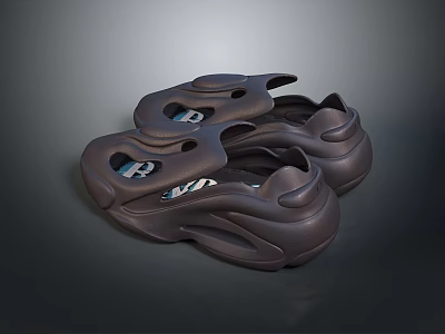 Modern Design Brown Streamlined Slippers With Comfortable Breathable Features 3d model