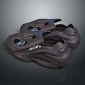 Modern Design Brown Streamlined Slippers With Comfortable Breathable Features 3d model