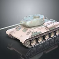 Military Tank With Light Green Turret Long Gun Barrel And Beige Tracks Design