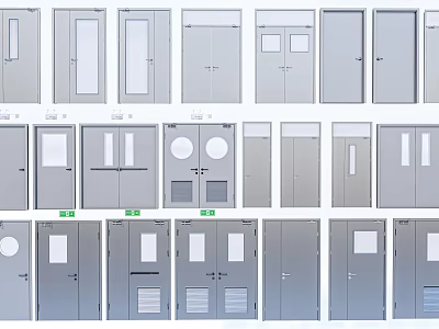 Various Interior Doors With Different Panel Window And Design Styles For Home Office Renovation Projects 3d model