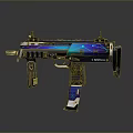 Modern Submachine Gun Weapon With Vibrant Blue Purple Illuminated Patterns And Z MERCS Design
