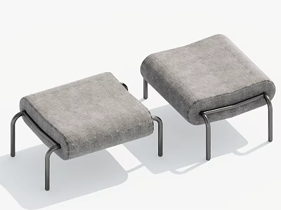Modern Gray Velvet Stools With Sturdy Metal Frame And Comfortable Design 3d model