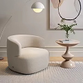Cream Style Casual Sofa Single Person Sofa Casual Chair Side Floor Lamp Hanging Picture 3d model
