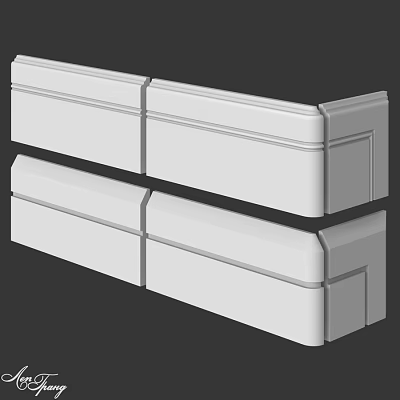 White Decorative Building Components With Corner Joints And Panel Design For Interior Wall Decoration 3d model