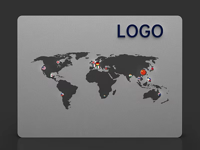 Modern Display Island Featuring LOGO World Map And Multiple Global Markers 3d model