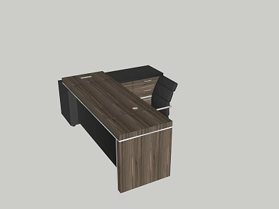 Modern Wooden Office Desk With Black Drawers And Matching Chair 3d model
