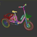 Modern Cream Colored Tricycle with Yellow Front Basket and Rear Rack