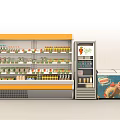 Commercial Display Refrigerators And Freezers For Supermarket With Food Drinks Storage And Cartoon Design