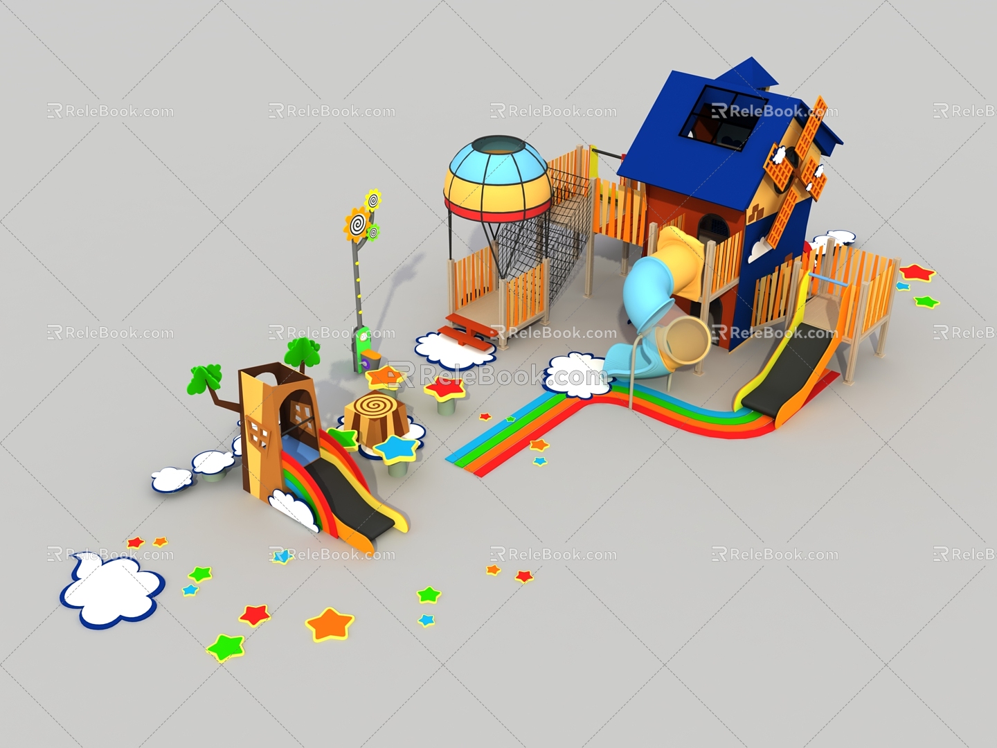 Modern Amusement Equipment Wooden Non-standard Non-power Slide model