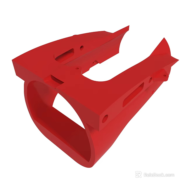 Red 3D Printed Mechanical Part With Holes Curved Structure And Industrial Design 3d model 