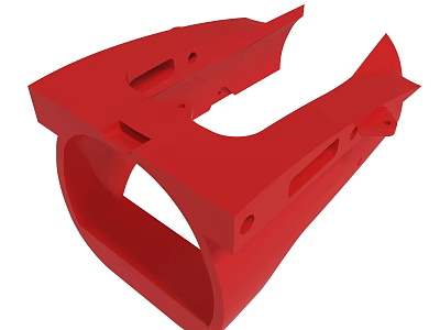 Red 3D Printed Mechanical Part With Holes Curved Structure And Industrial Design 3d model
